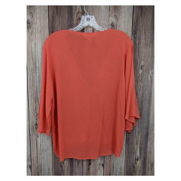 BB DAKOTA Coral Crossover Semi-Sheer Top 3/4 Sleev - Picture 6 of 6